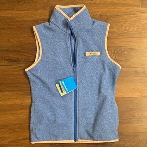 Columbia Harborside Fleece Vest Blue and Pink Trim